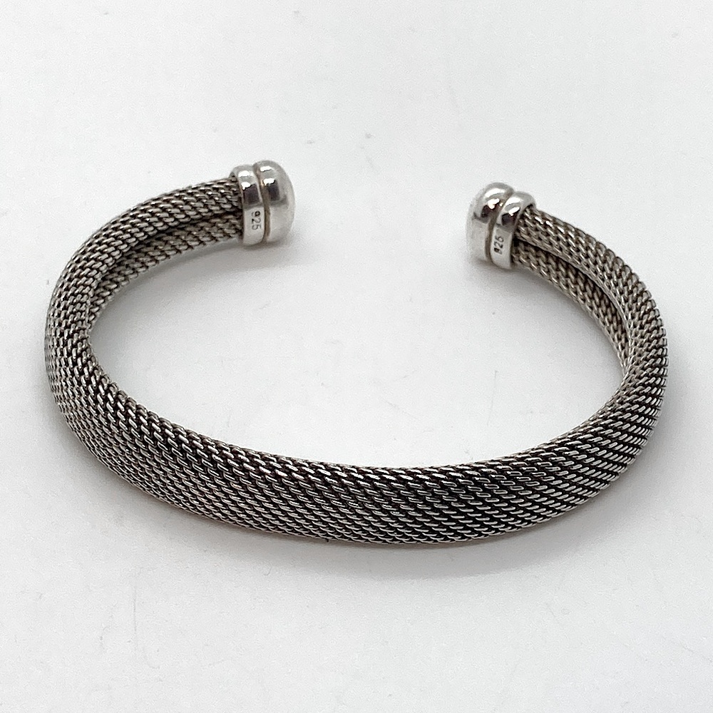 Vtg 925 Sterling Silver Woven Mesh Cuff Bracelet | 5.4” + 1” Gap | 1.7” D | 20g